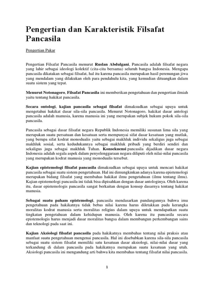 Pengertian Dan Karakteristik Filsafat Pancasila  PDF