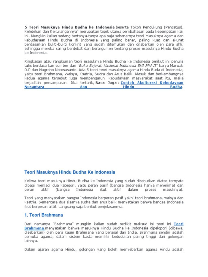 Teori Masuknya Hindu Budha Ke Indonesia  PDF